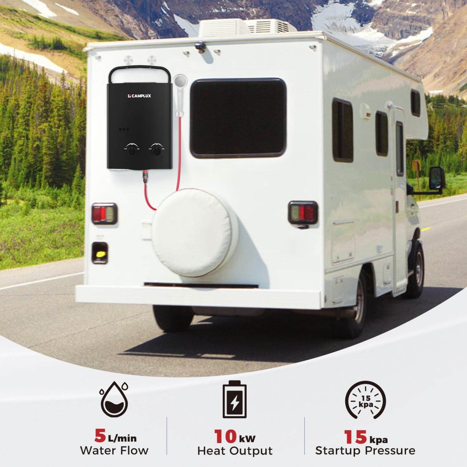 5L Portable Outdoor Tankless Water Heater Gas Camping and Off-Grid