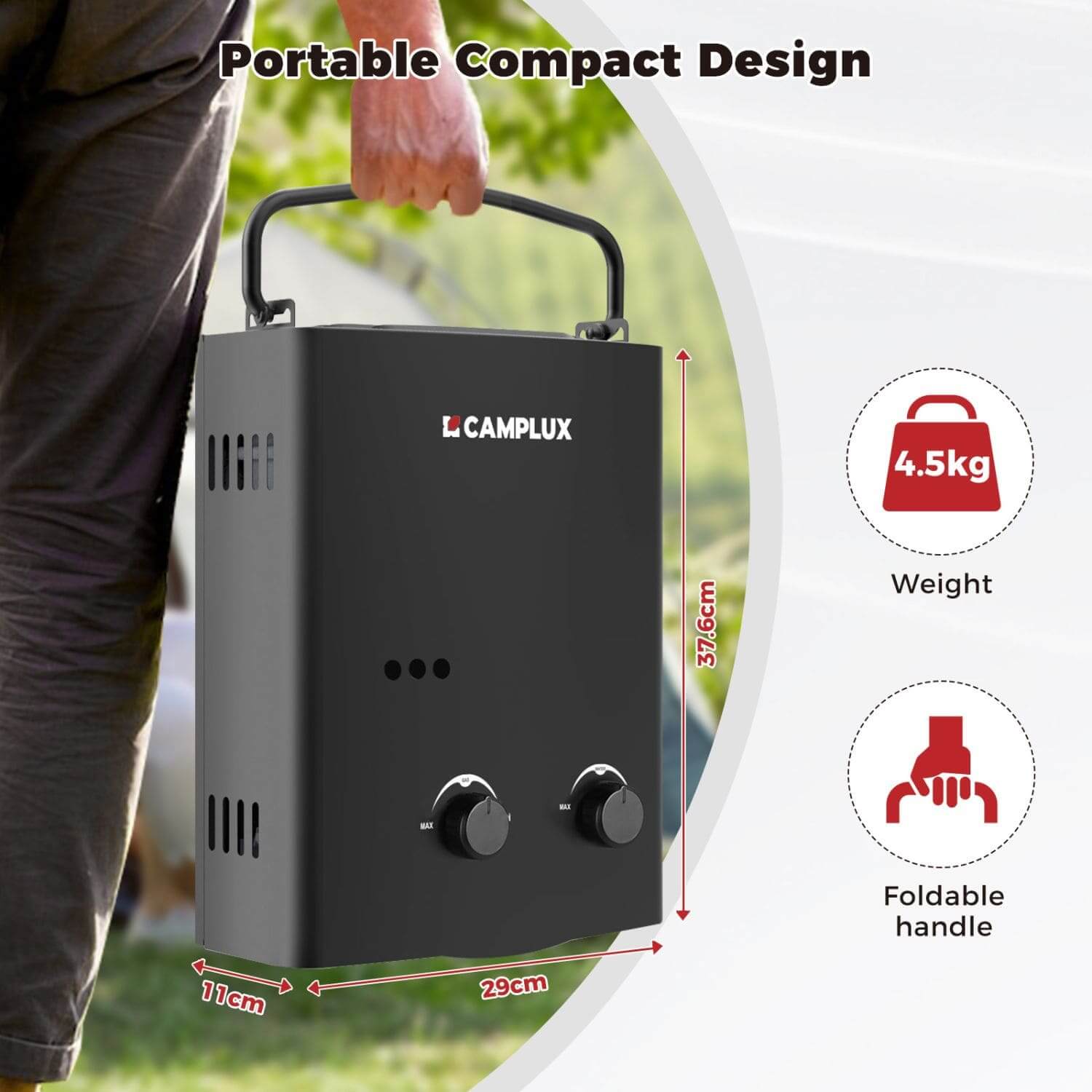 5L Portable Outdoor Tankless Water Heater Gas Camping and Off-Grid