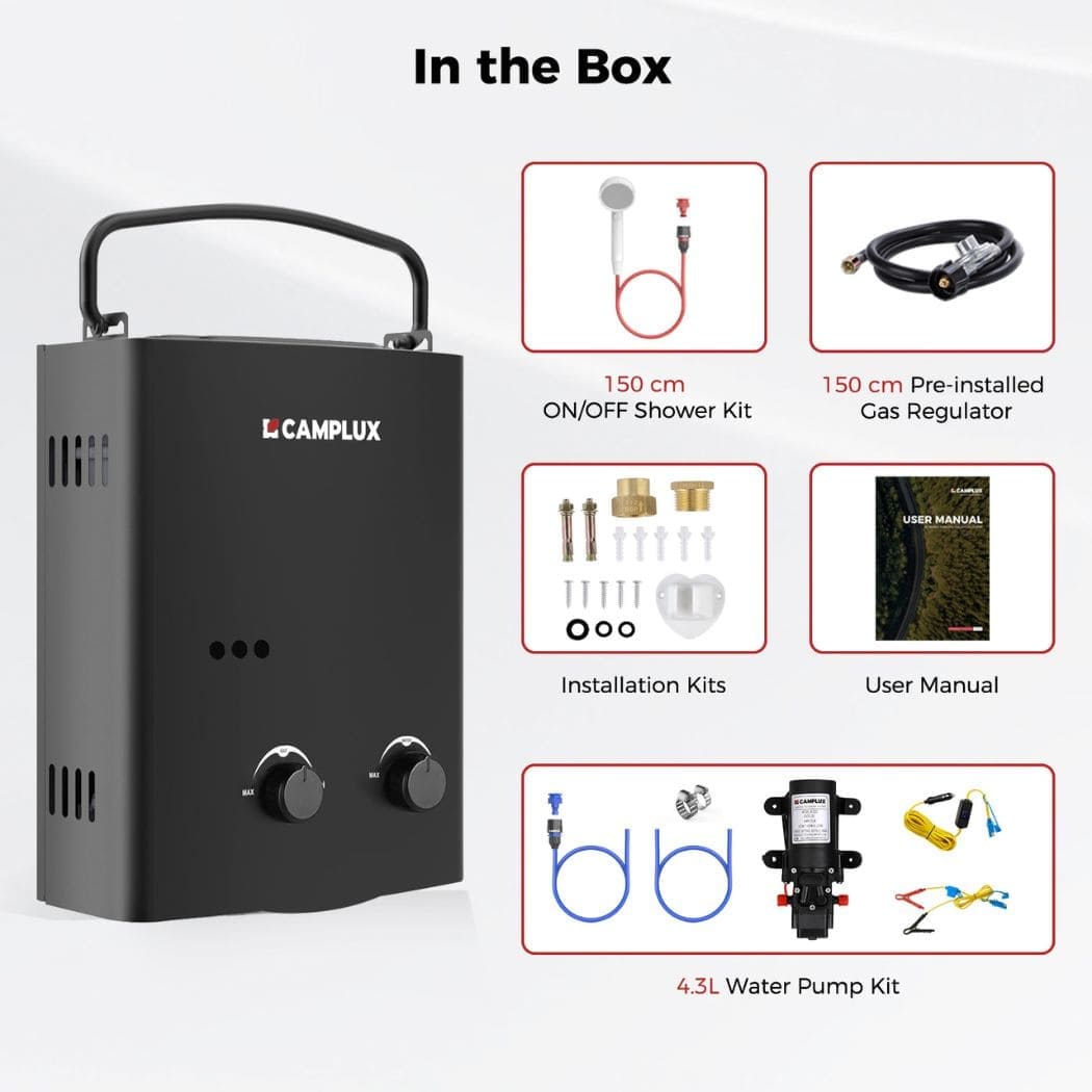 5L Portable Propane Hot Water Heater with Pump Outdoor Camping Shower