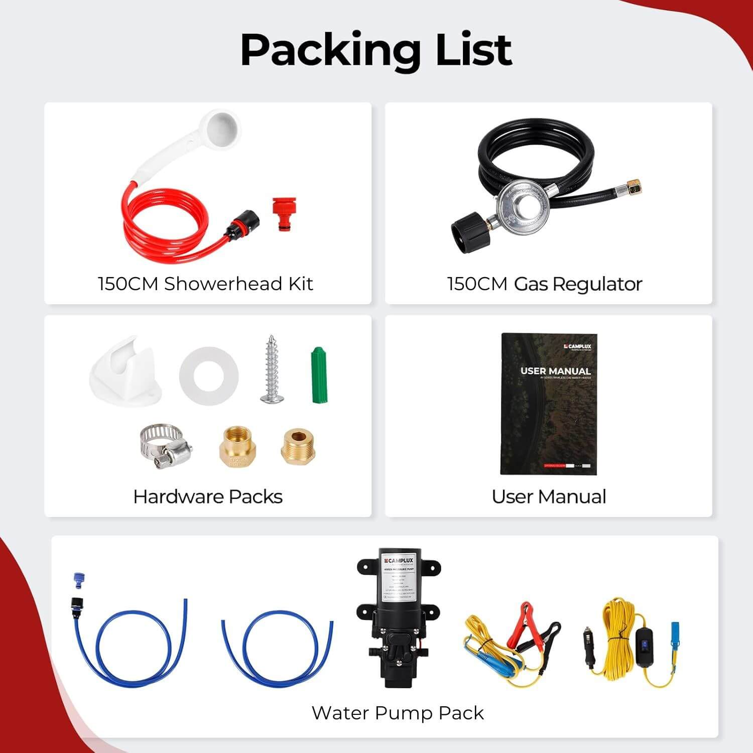 5L Portable Gas Hot Water Heater with Pump Pack Camping and Outdoor Shower