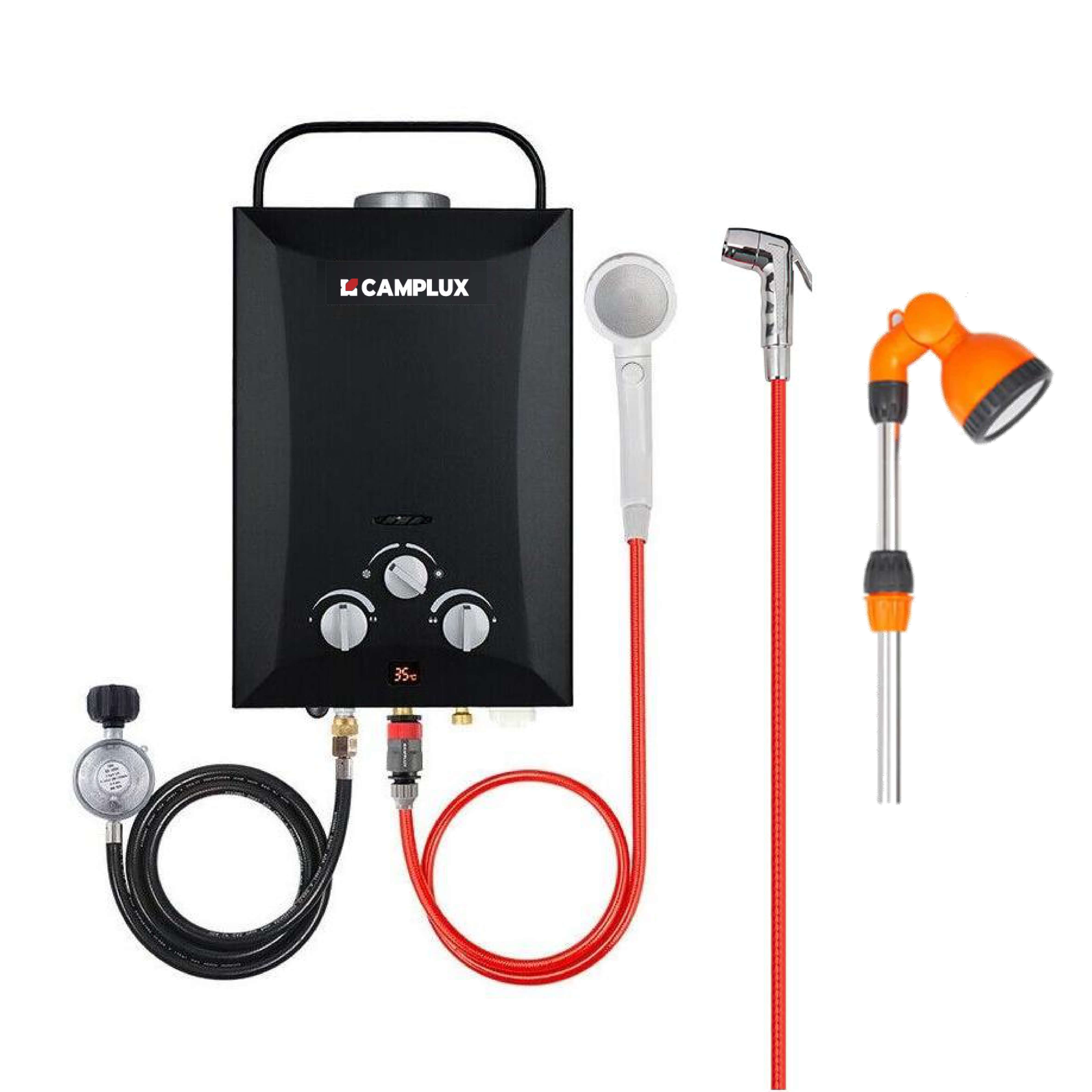 8 Liter Black Portable Water Heater with Shower Stand