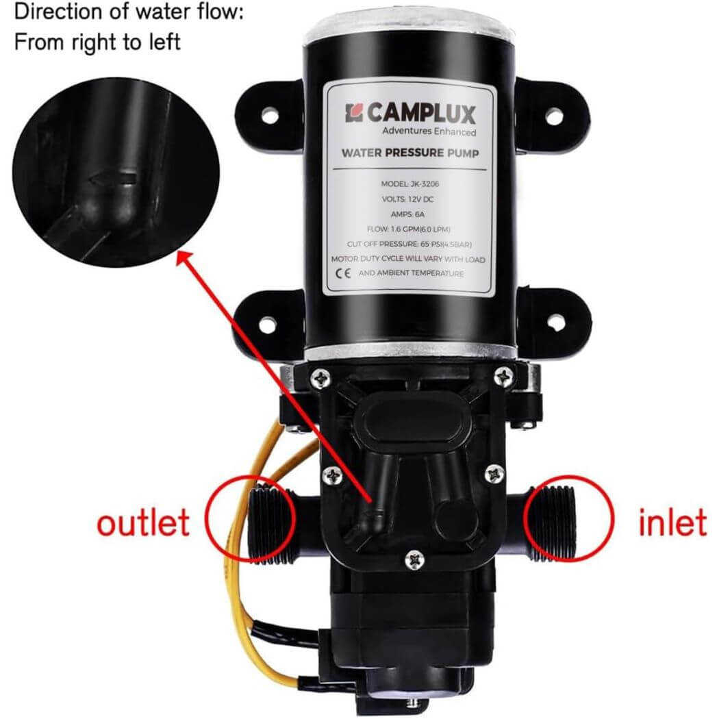 12V Caravan Water Pump 6L Diaphragm 65PSI With 2 Connectors To Replace