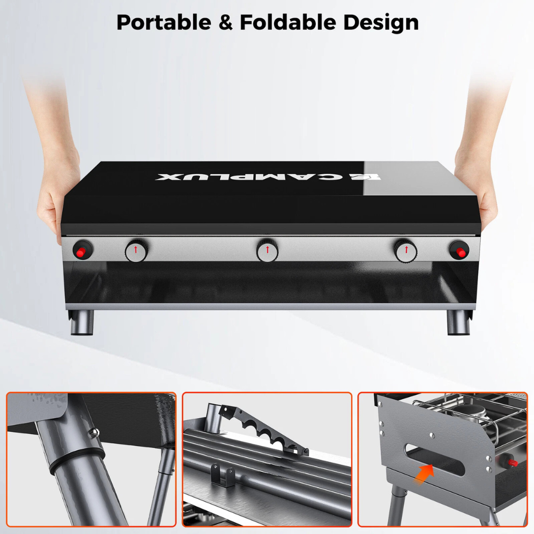 Portable Camping Stove with Legs 2 Burner Gas Grill Butane BBQ Stove