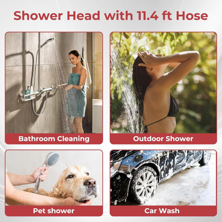 Hand Held Showerhead with 3.5M Hose, Portable Spray Shower Head, High Pressure with ON/Off Switch