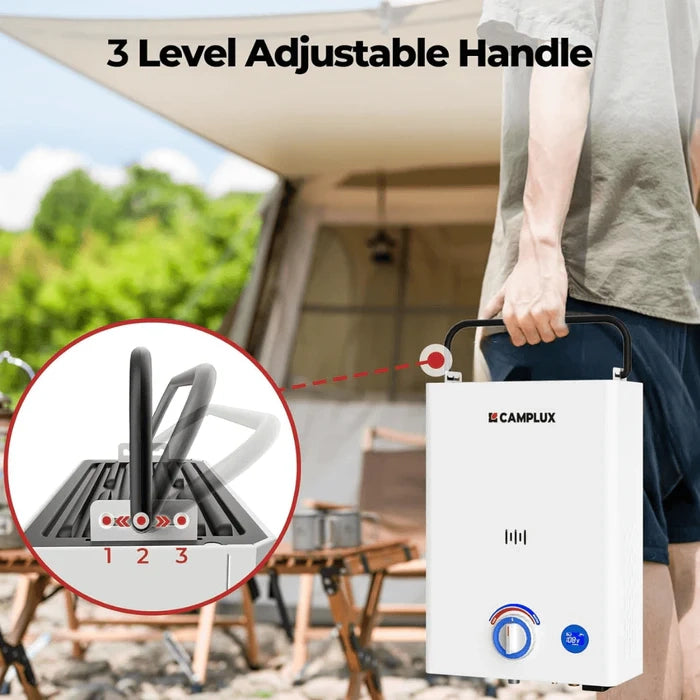 camplux f10 outdoor water heater windproof installation setup