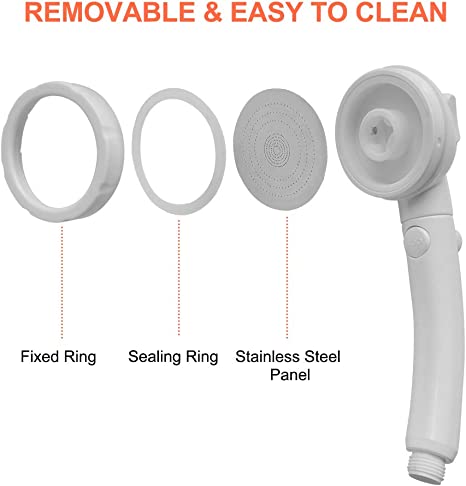 Handheld Round Spray Shower Head With 1.5m Hose On/Off Switch Quick Connector