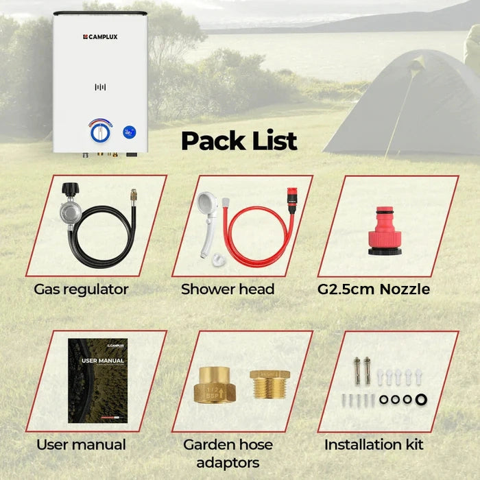 camplux f10 portable water heater accessory kit