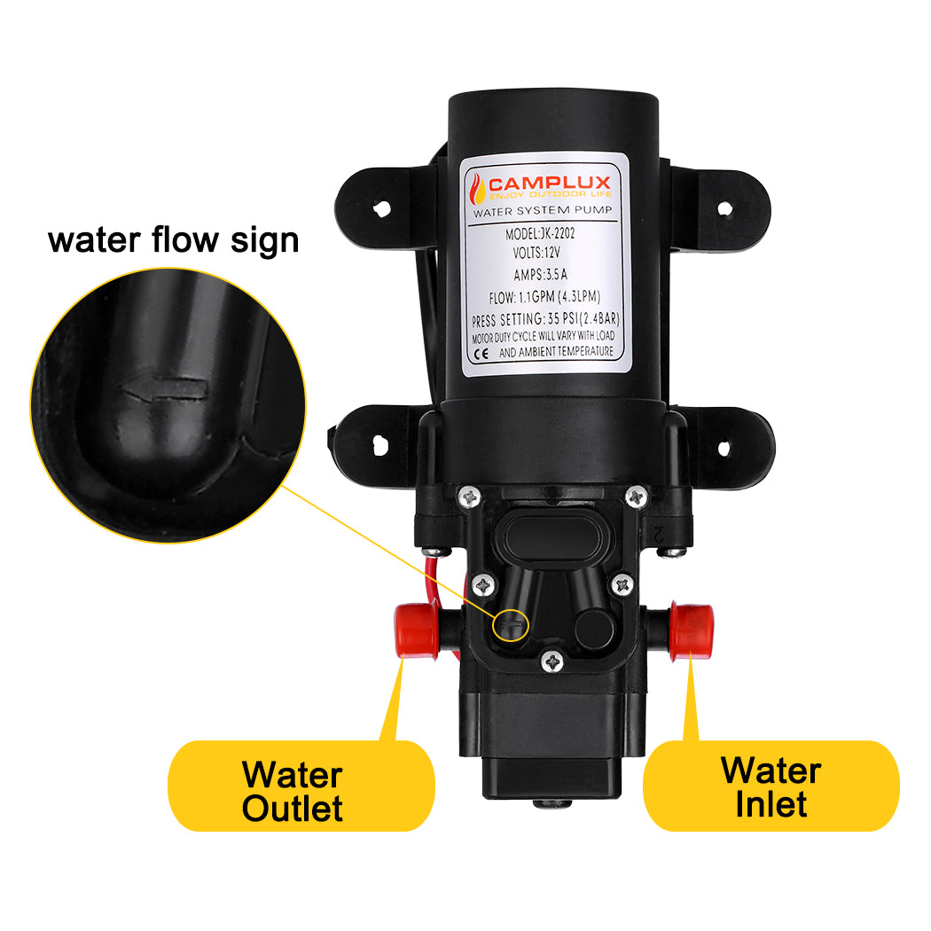 8 Liter Camplux Black Portable Water Heater with 4.5L Pump